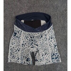 Lululemon Cycling Shorts women Medium Blue White Biking Pedal Pace Allover Print
